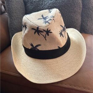 Kids Palm Tree Fedora Hat - Tan and Black